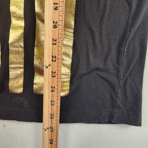 VTG GUESS Mens Gold American Flag Foil Graphic V-Neck T-Shirt M Black Patriotic - Picture 6 of 8